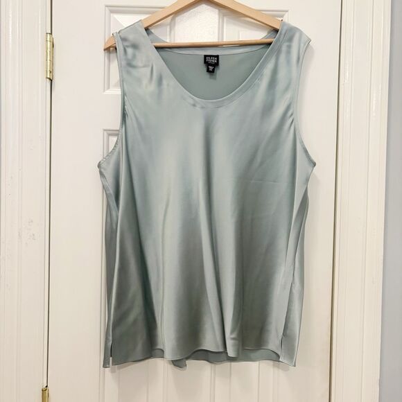 Eileen Fisher 100% Silk Tank Top Blouse Size 2X Green - Picture 2 of 6